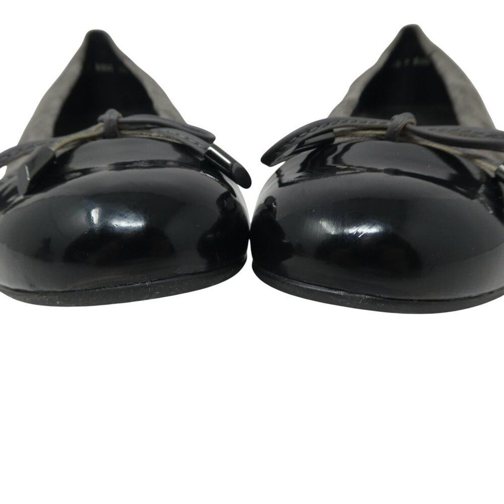 Ara Belinda Gray Black Leather Cap Toe Bow Ballet Flats Womens 7 - Picture 8 of 14